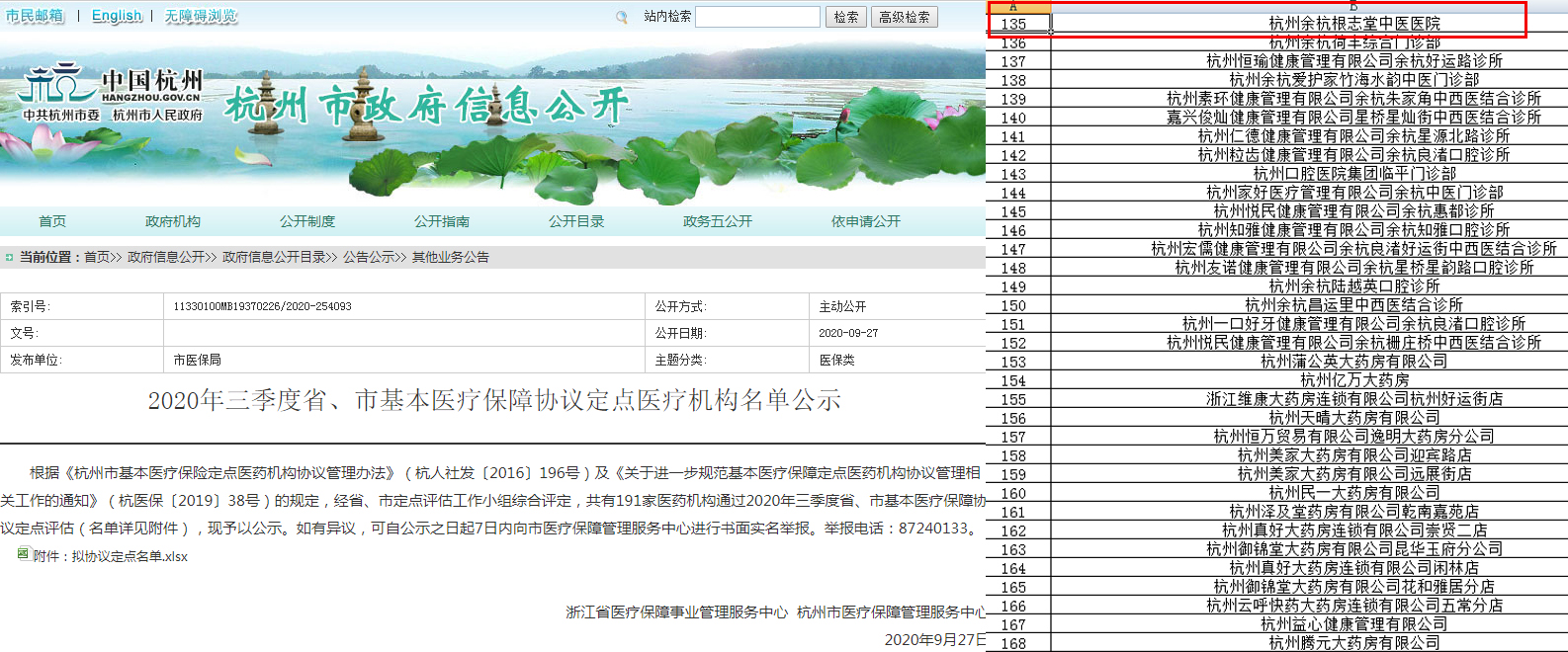 祝贺杭州余杭根志堂中医医院正式成为杭州市医保定点单位